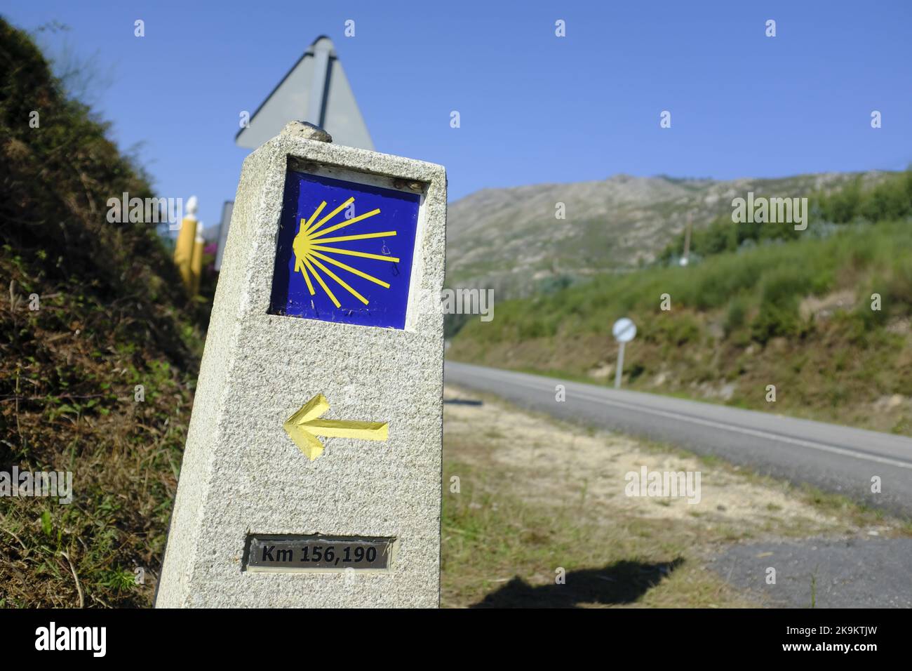 Camino de Santiago sign in Spain Stock Photo