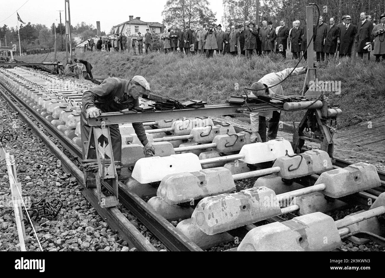 Track construction. The millionth concrete grinders Stock Photo - Alamy
