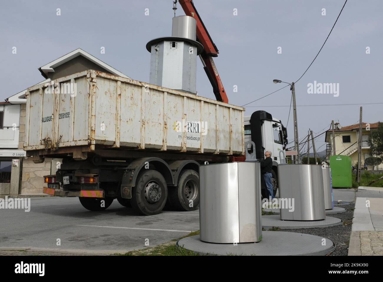 collection of underground waste bins in Portugal Stock Photo Alamy