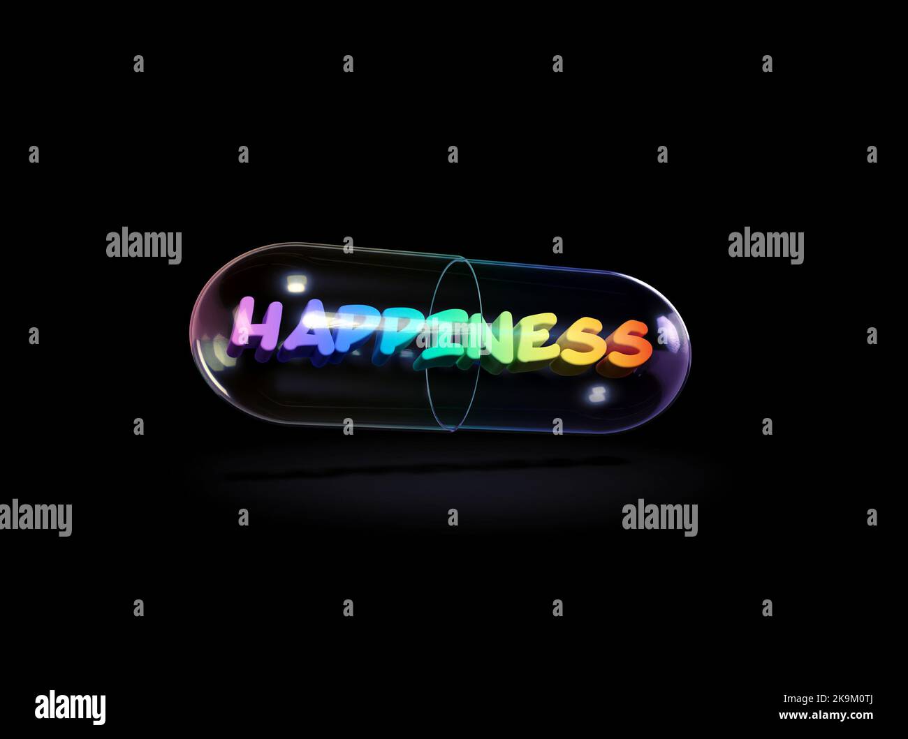 happiness molecule on black background - 3d rendering Stock Photo