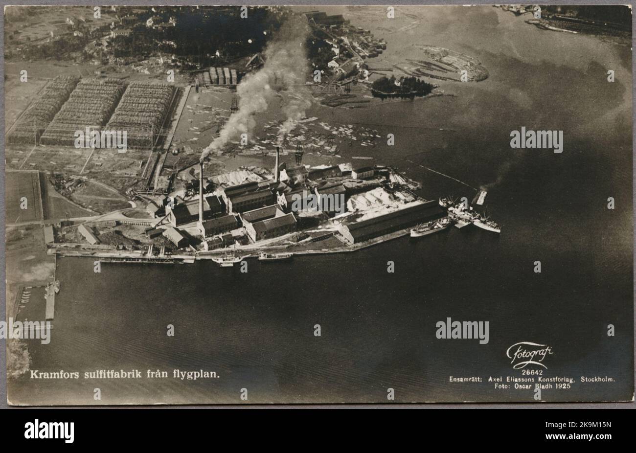 Aerial photo over Kramfors Sulfit factory 1925. Stock Photo