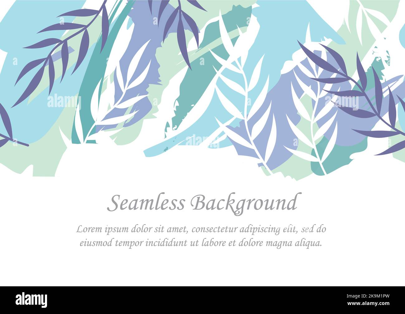 Vector Seamless Botanical illustration With Text Space Isolated On A White Background. Horizontally Repeatable. Stock Vector