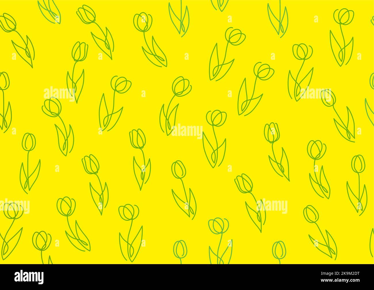 Seamless Springtime Background Vector Illustration With Simple Tulip ...