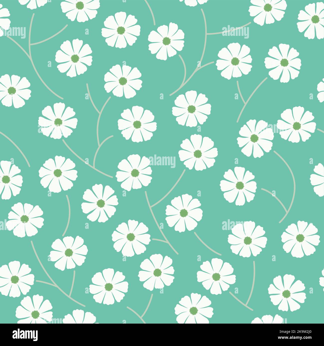 Seamless Springtime Background Vector Illustration With Simple Tulip Line Drawing Pattern. Horizontally And Vertically Repeatable. Stock Vector