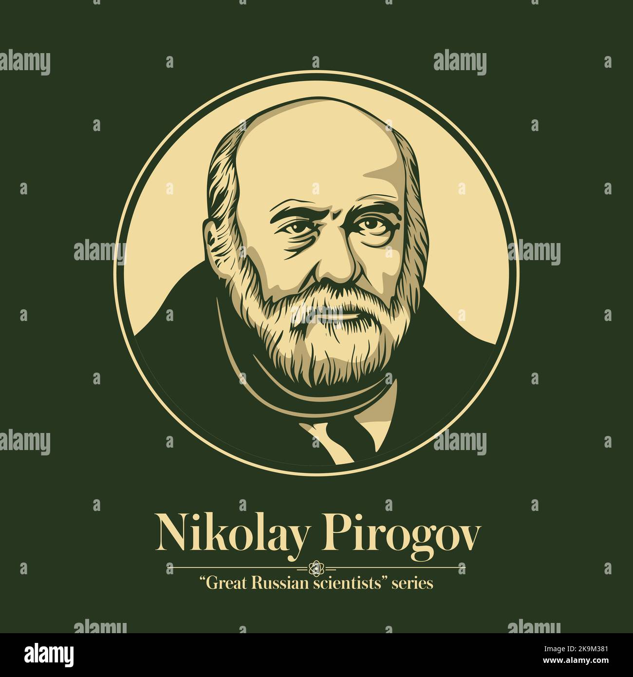 The Great Russian Scientists Series. Nikolay Pirogov was a Russian scientist, medical doctor, pedagogue, public figure Stock Vector