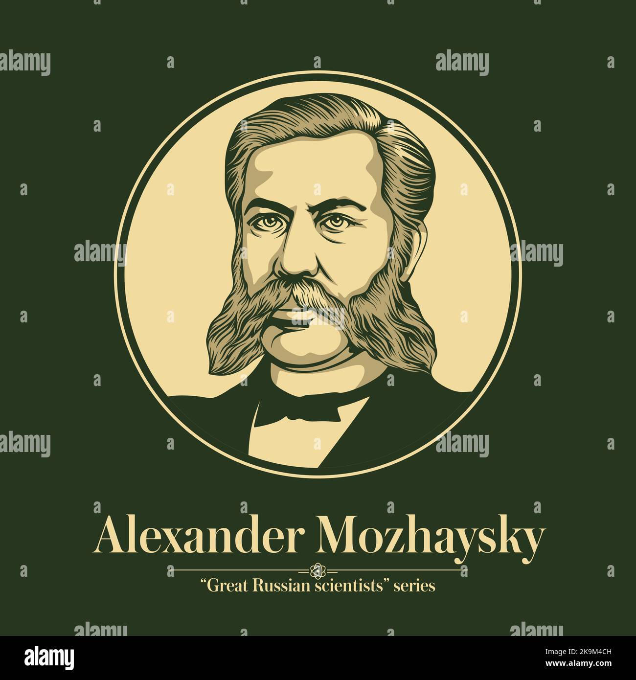 The Great Russian Scientists Series. Alexander Mozhaysky was an admiral in the Imperial Russian Navy, aviation pioneer, researcher and designer Stock Vector