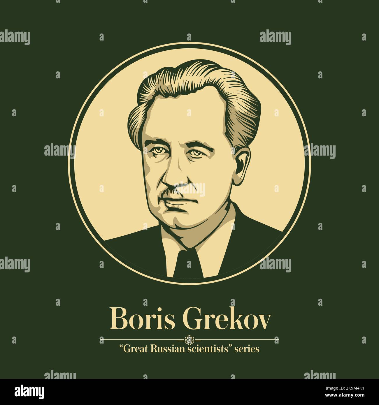 The Great Russian Scientists Series. Boris Grekov was a Russian and Soviet historian noted for his comprehensive studies of Kievan Rus and the Golden Stock Vector