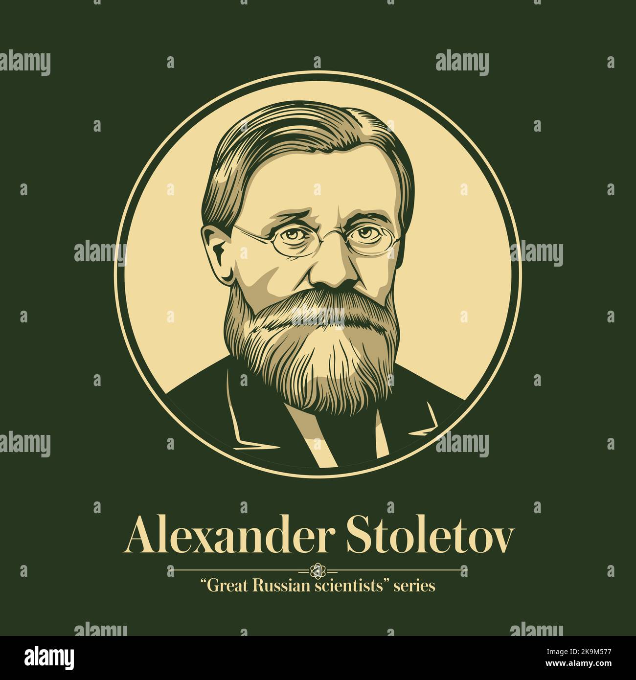 The Great Russian Scientists Series. Alexander Stoletov was a Russian physicist, founder of electrical engineering, and professor in Moscow University Stock Vector