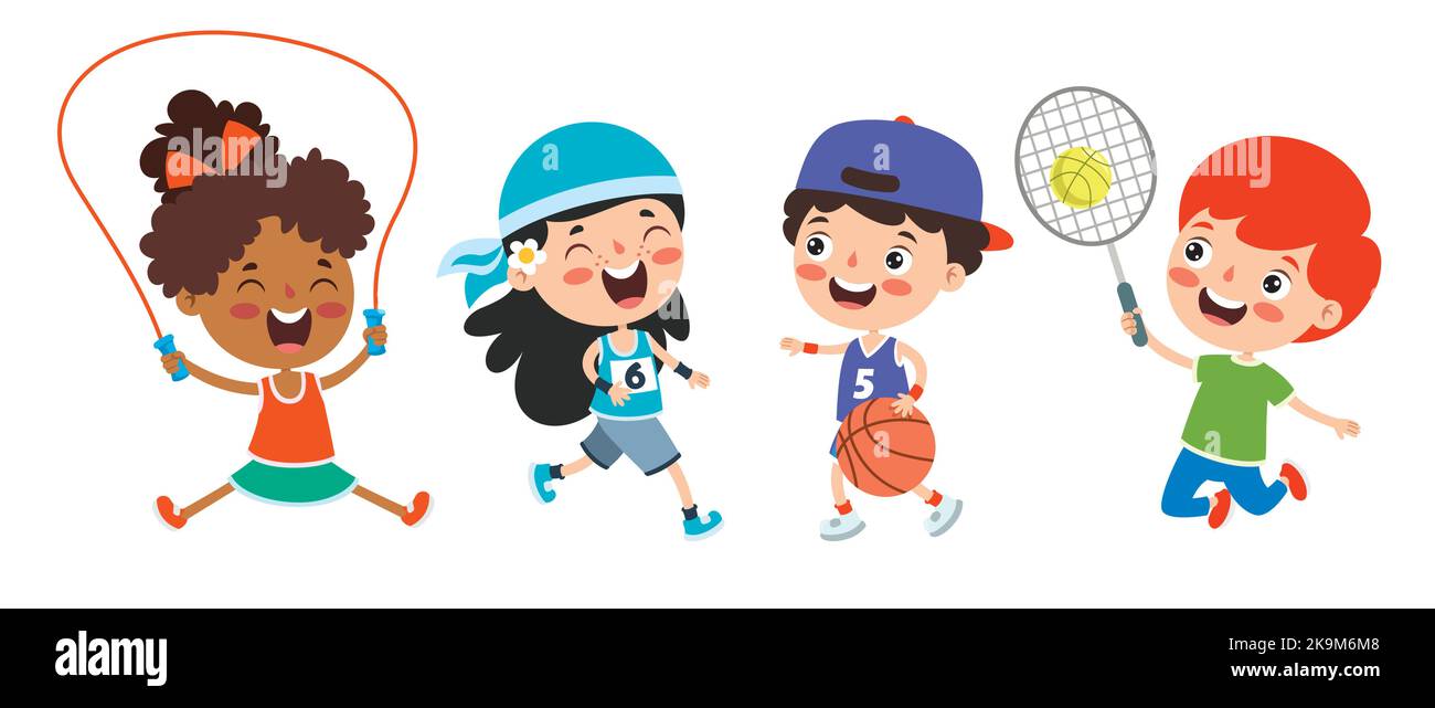 Happy Kids Making Various Sports Stock Vector Image & Art - Alamy