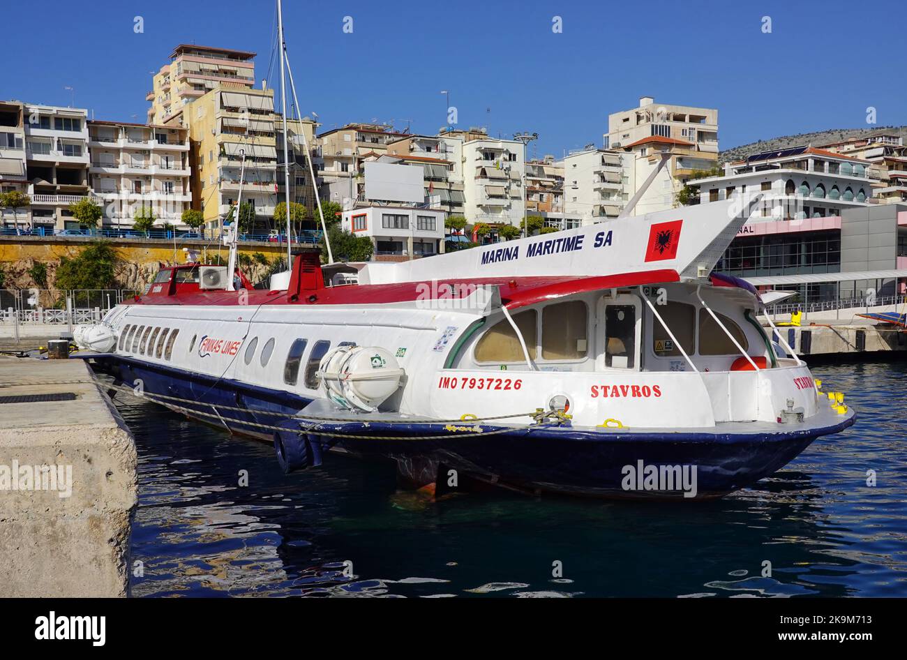 Ferries, harbor of Saranda, Republic of Albania Stock Photo