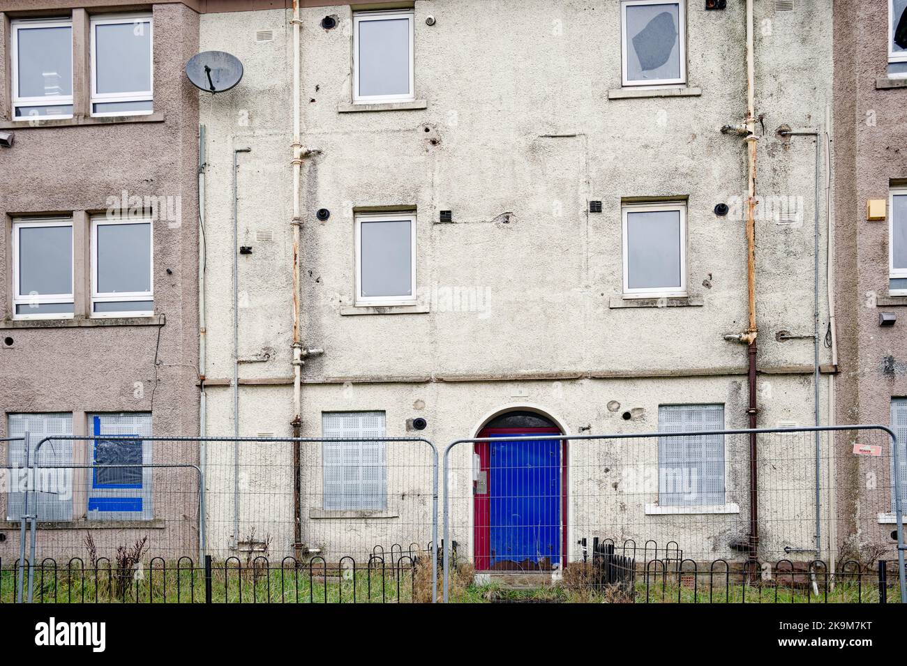 Council flats in poor housing estate with many social welfare issues in