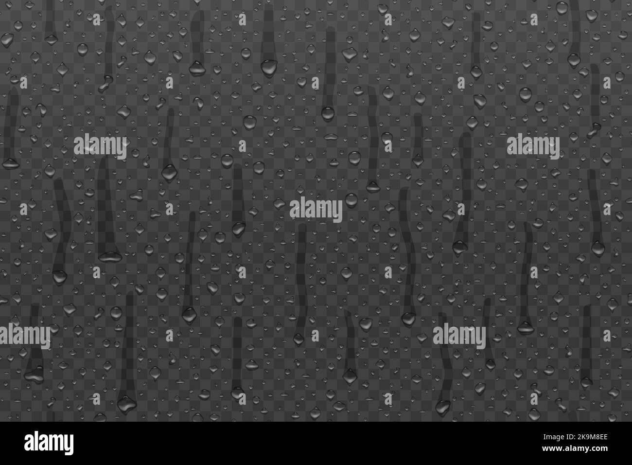 Realistic water drop transparent pattern on dark background Stock ...