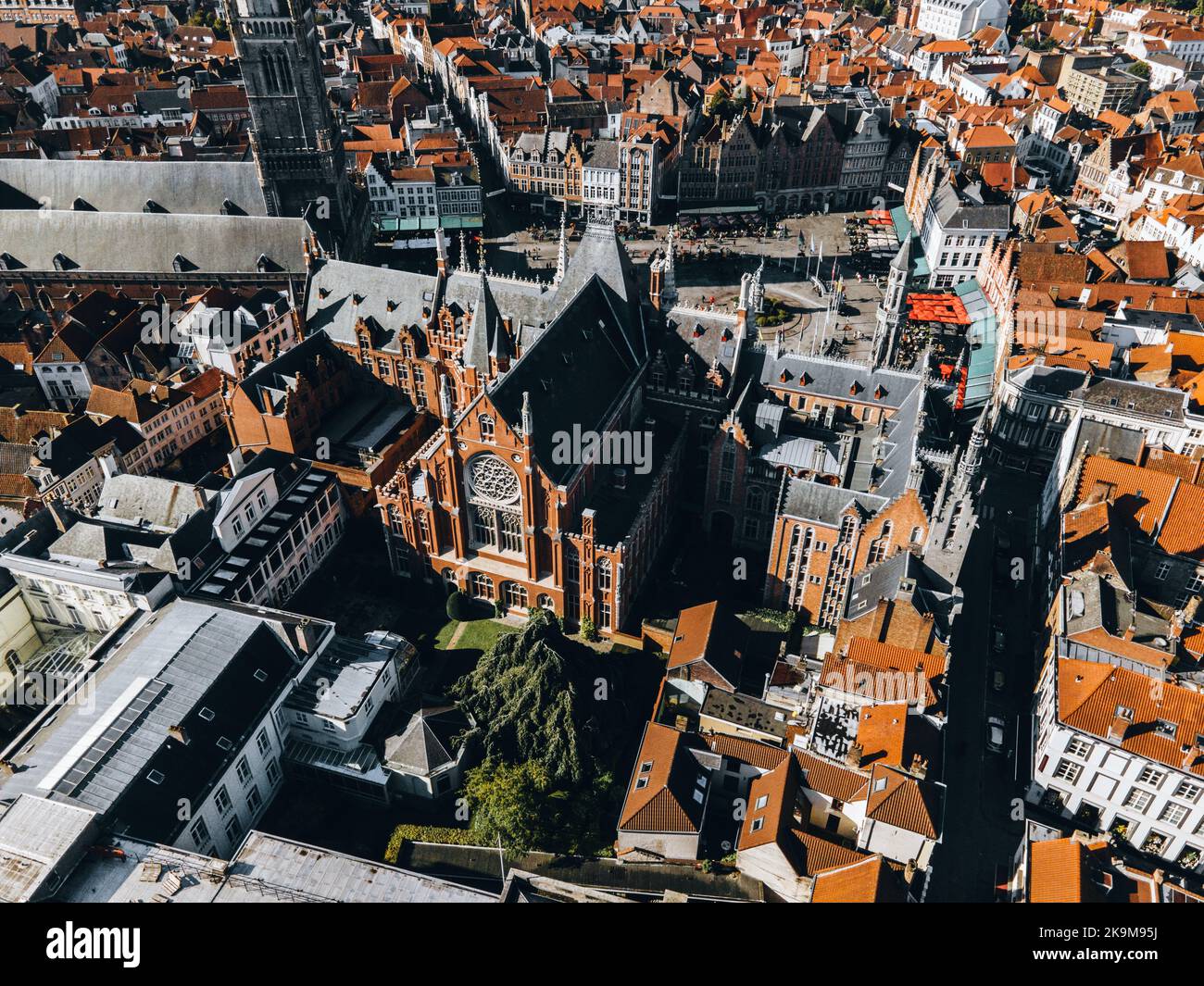 Drone view of the town of Bruges, Belgium Stock Photo - Alamy
