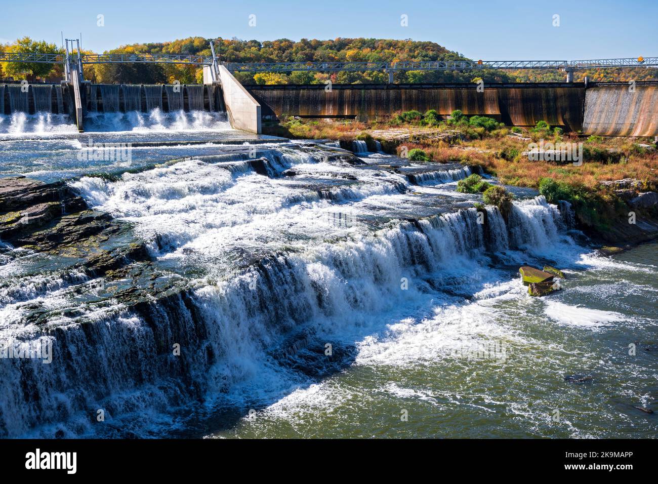 lake byllesby hydroelectric dam and spillway into cannon river near