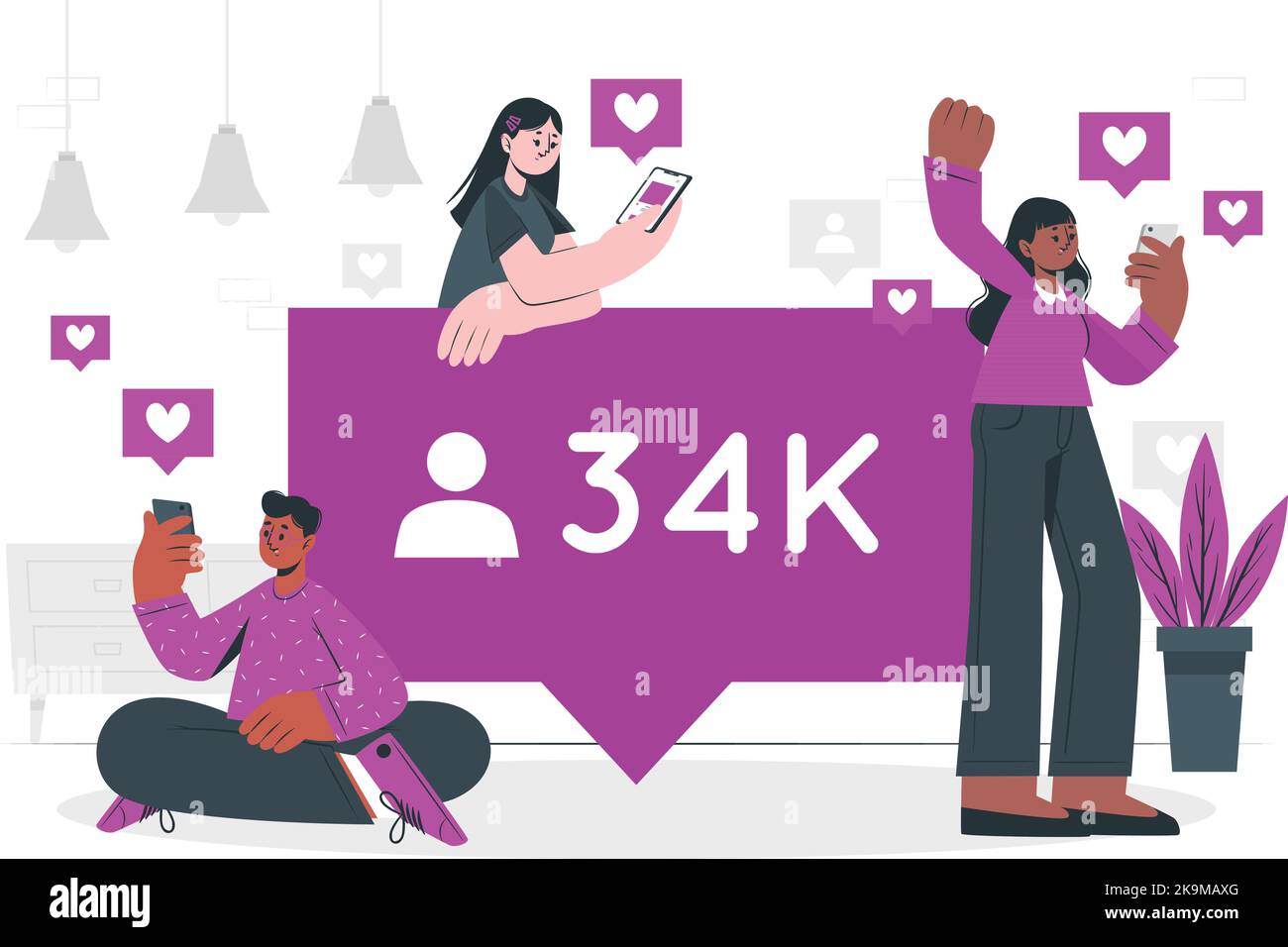 1 Million Followers. Social media followers vector illustration. Editable font for business pages and media influencers. Stock Vector