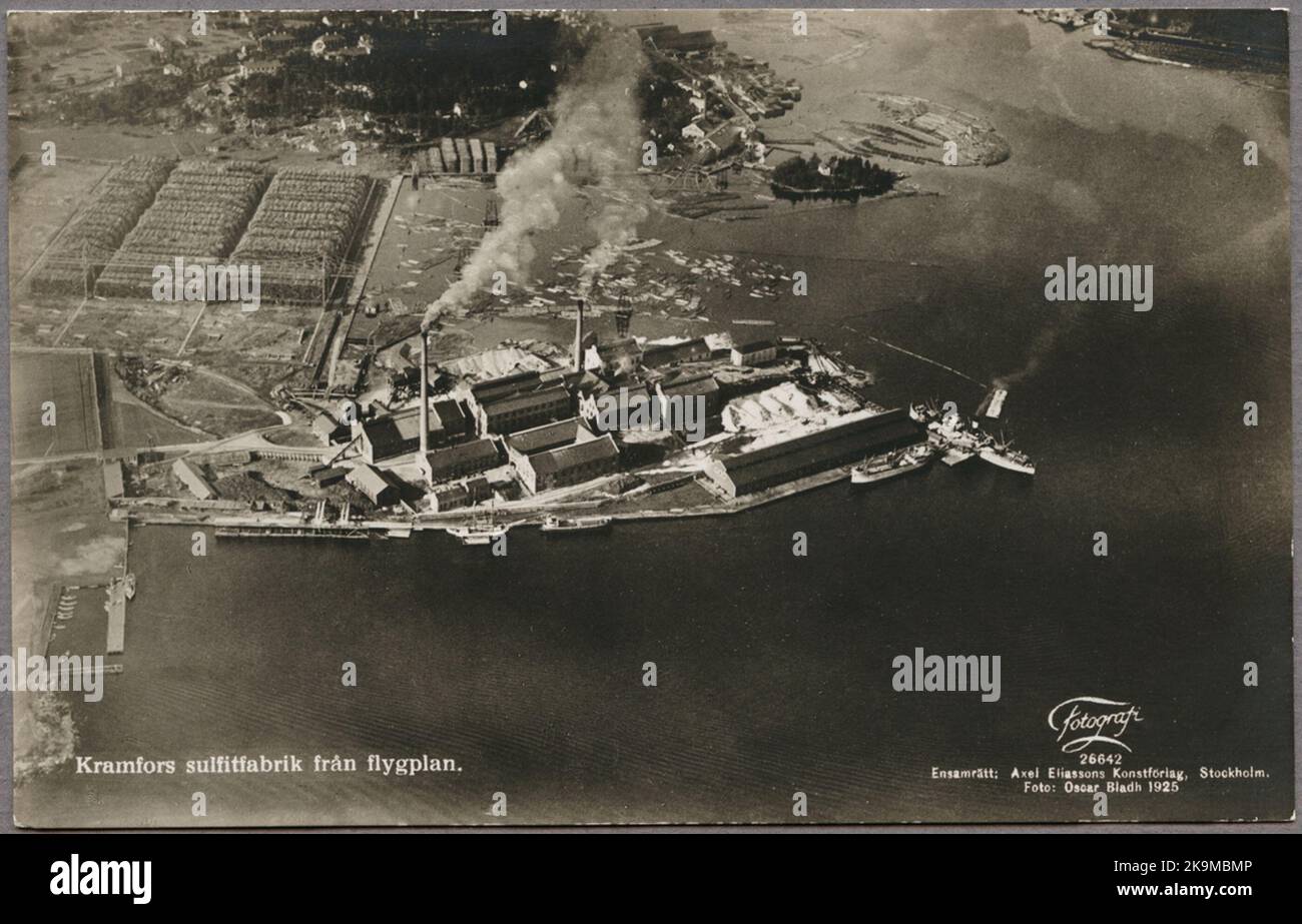Aerial photo over Kramfors Sulfit factory 1925. Stock Photo