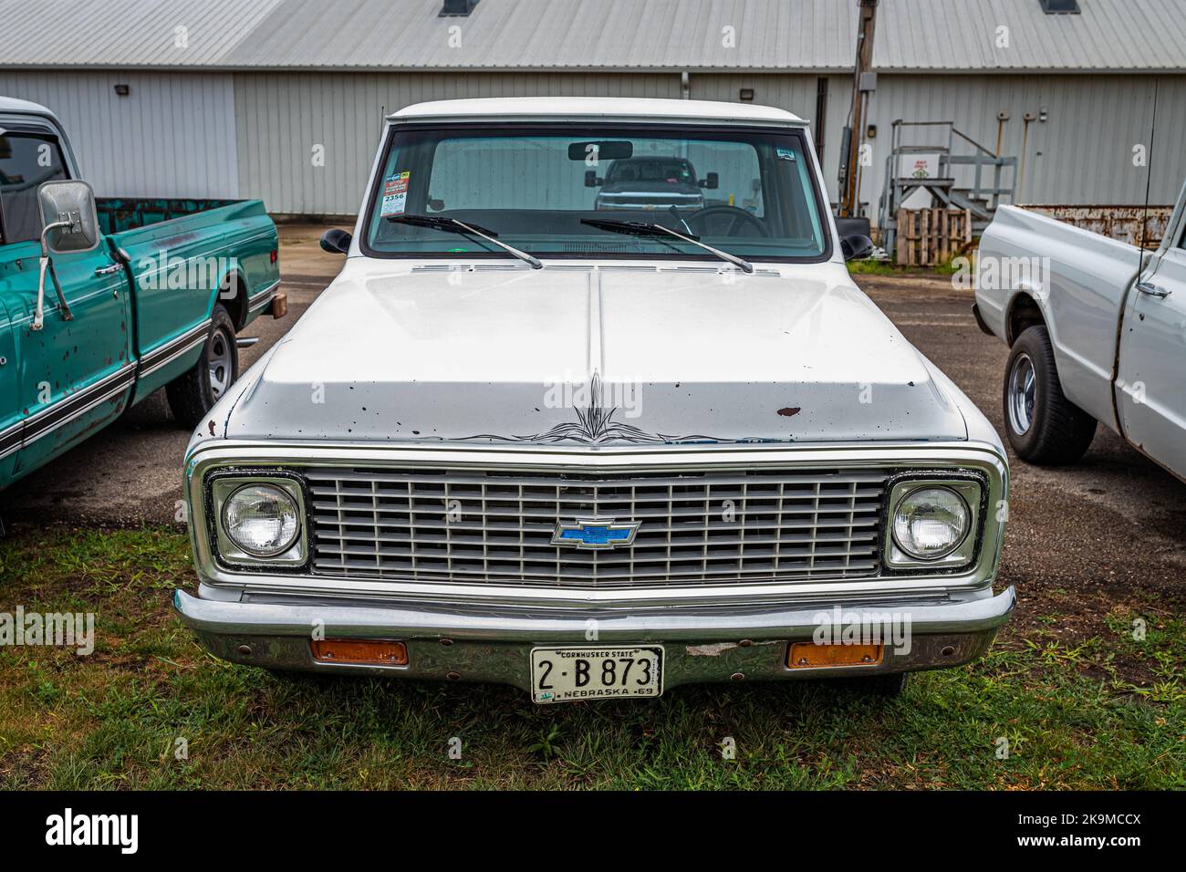 Des Moines, IA - July 01, 2022: High perspective front view of a 1971