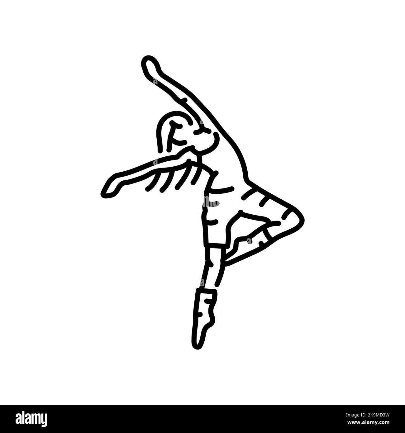 Woman Dancing Modern Jazz Color Line Icon Contemporary Dance Stock 