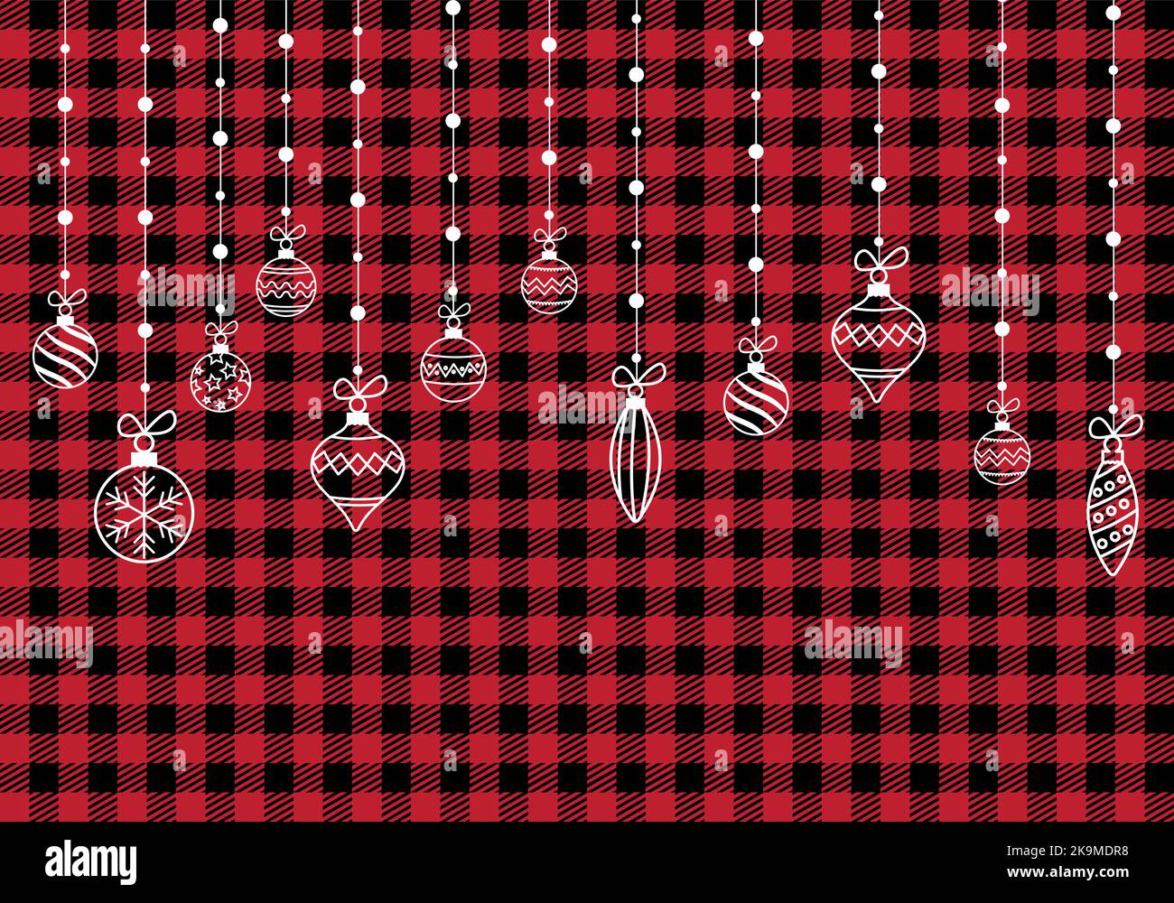 Christmas and New Year pattern at Buffalo Plaid. Festive background for design and print Stock Vector