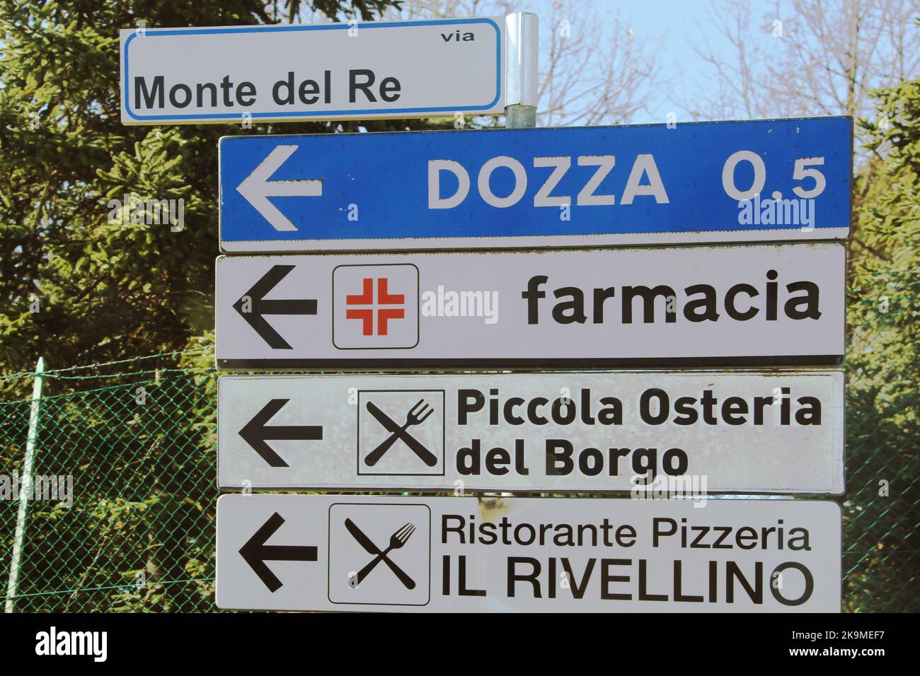 Street signs in Dozza, Italy Stock Photo