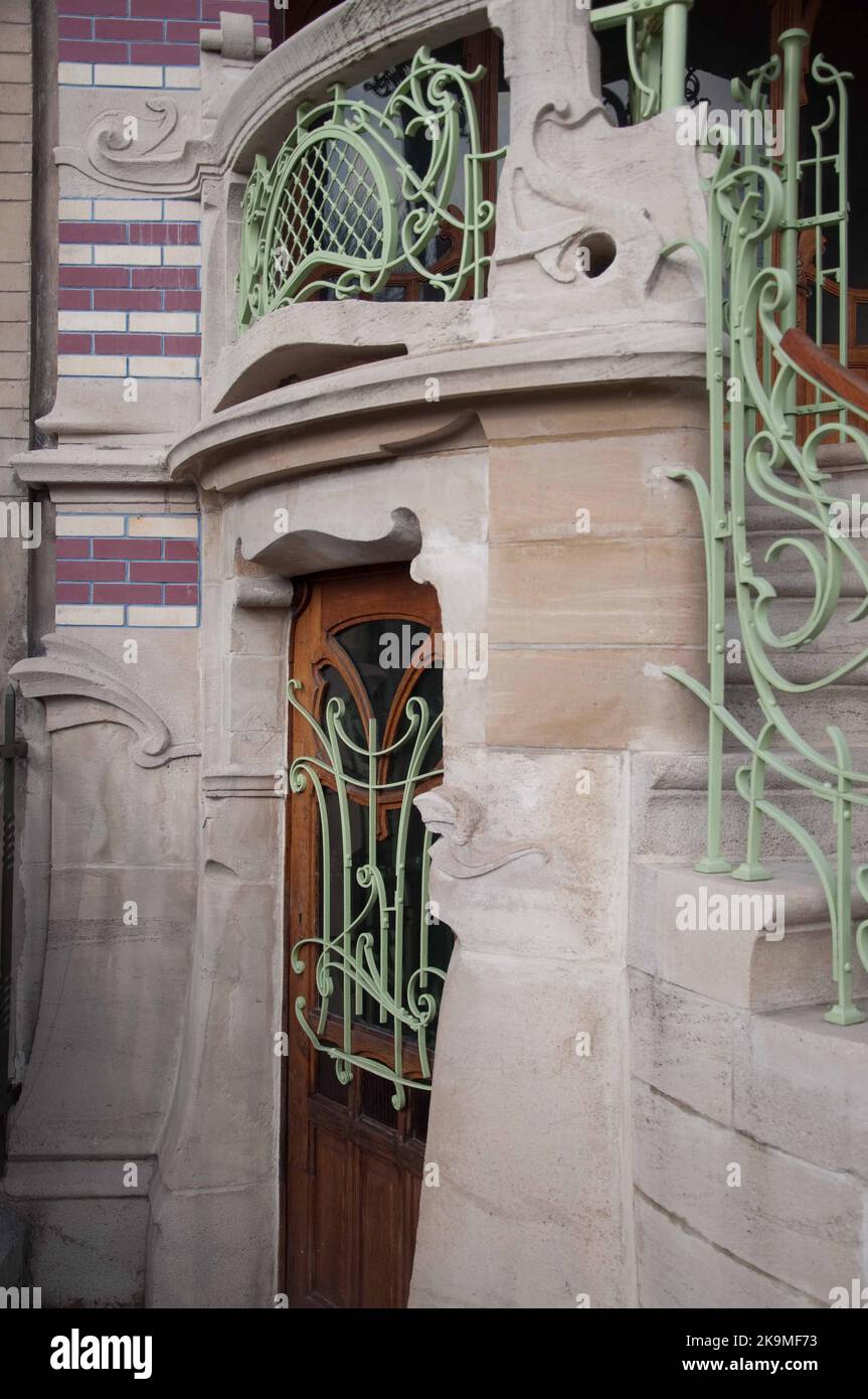 Art Nouveau Building (detail), Brussels, Belgium Stock Photo