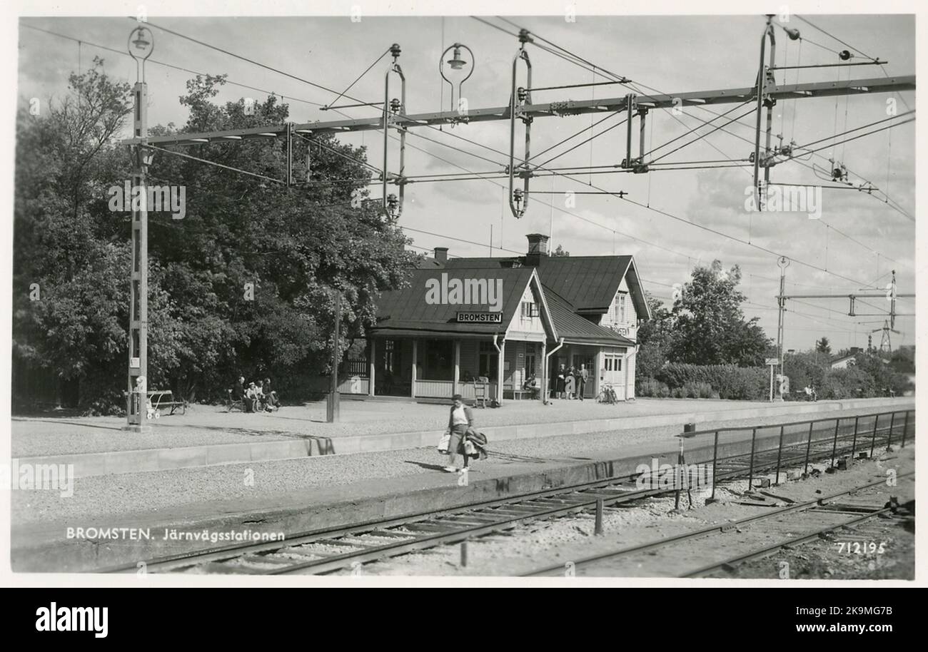 Bromsten Station around the year 1950. Stock Photo