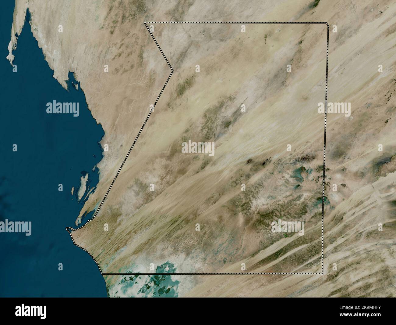 Inchiri, region of Mauritania. High resolution satellite map Stock
