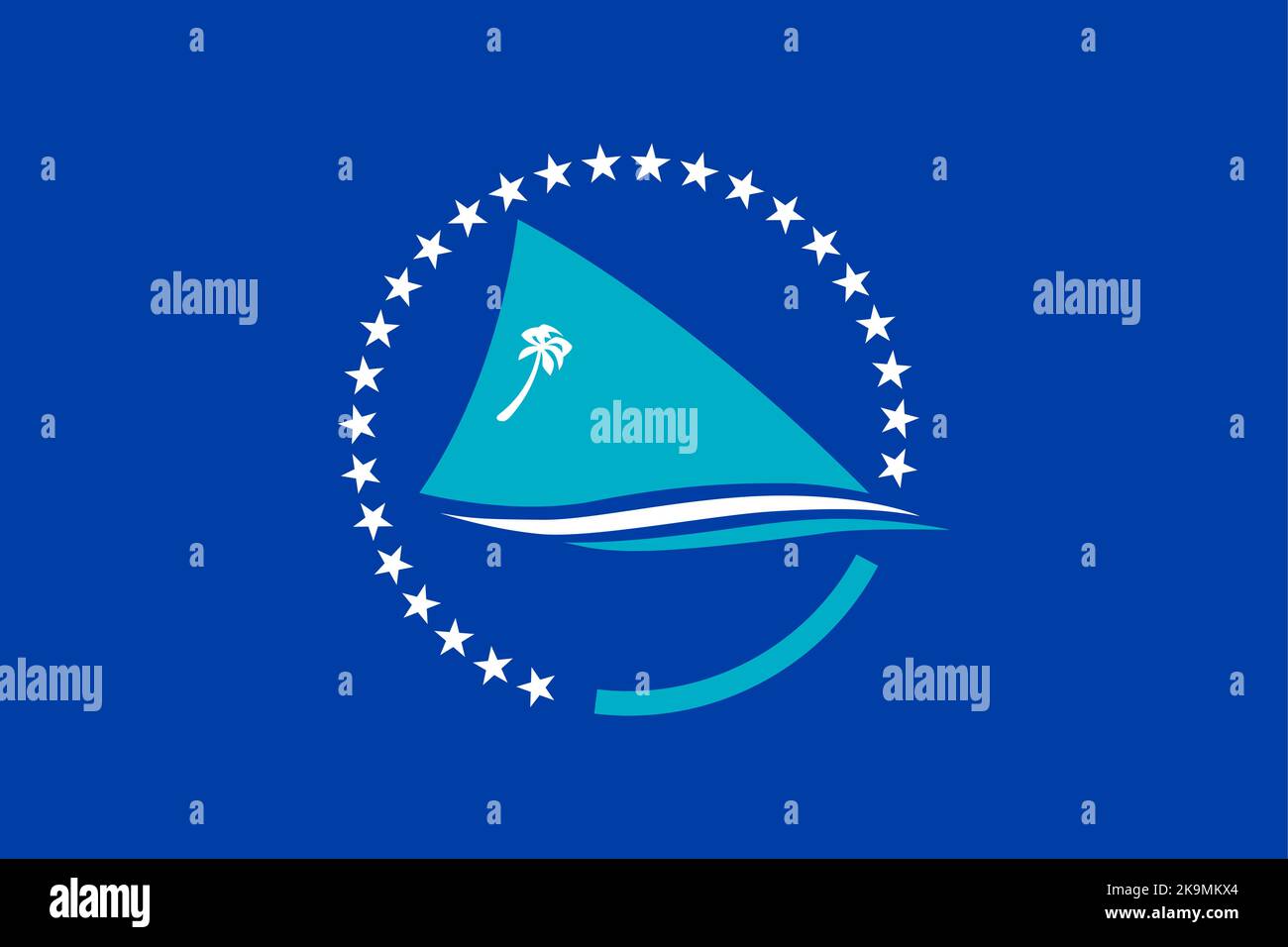 Flag of Pacific Community (PC), South Pacific Commission (SPC), blue and white Stock Vector