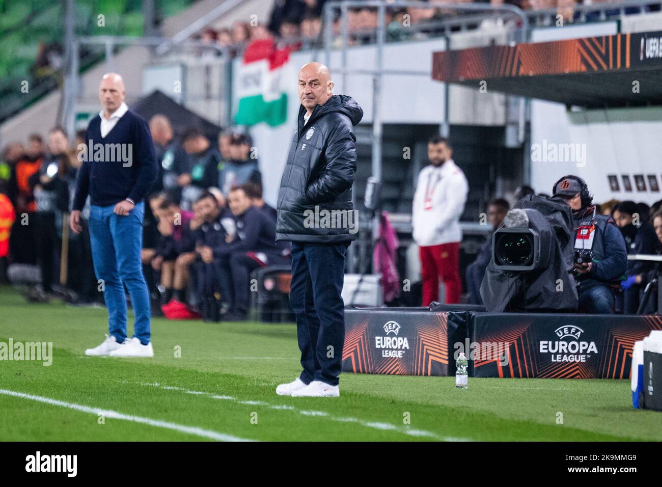 BUDAPEST, HUNGARY - JULY 24, 2014: Head Coach Of FTC, Thomas Doll During Ferencvarosi  TC Vs. HNK Rijeka UEFA EL Football Match At Puskas Stadium On July 24, 2014  In Budapest, Hungary.