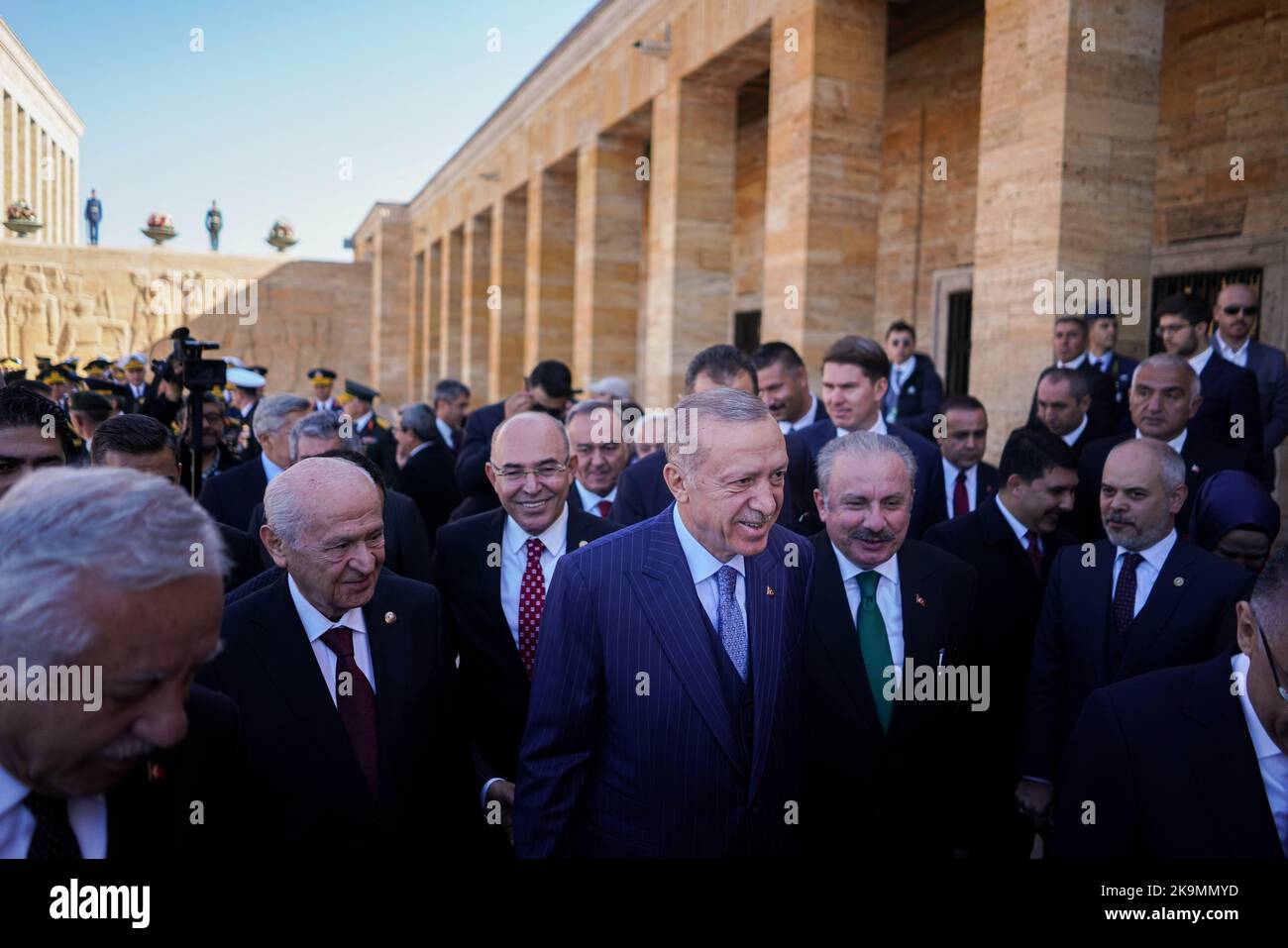 The President of the Republic of Turkey, Recep Tayyip Erdogan (L), and ...