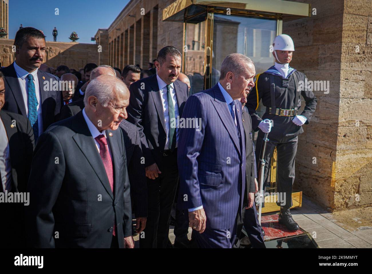 The President of the Republic of Turkey, Recep Tayyip Erdogan (R), and ...