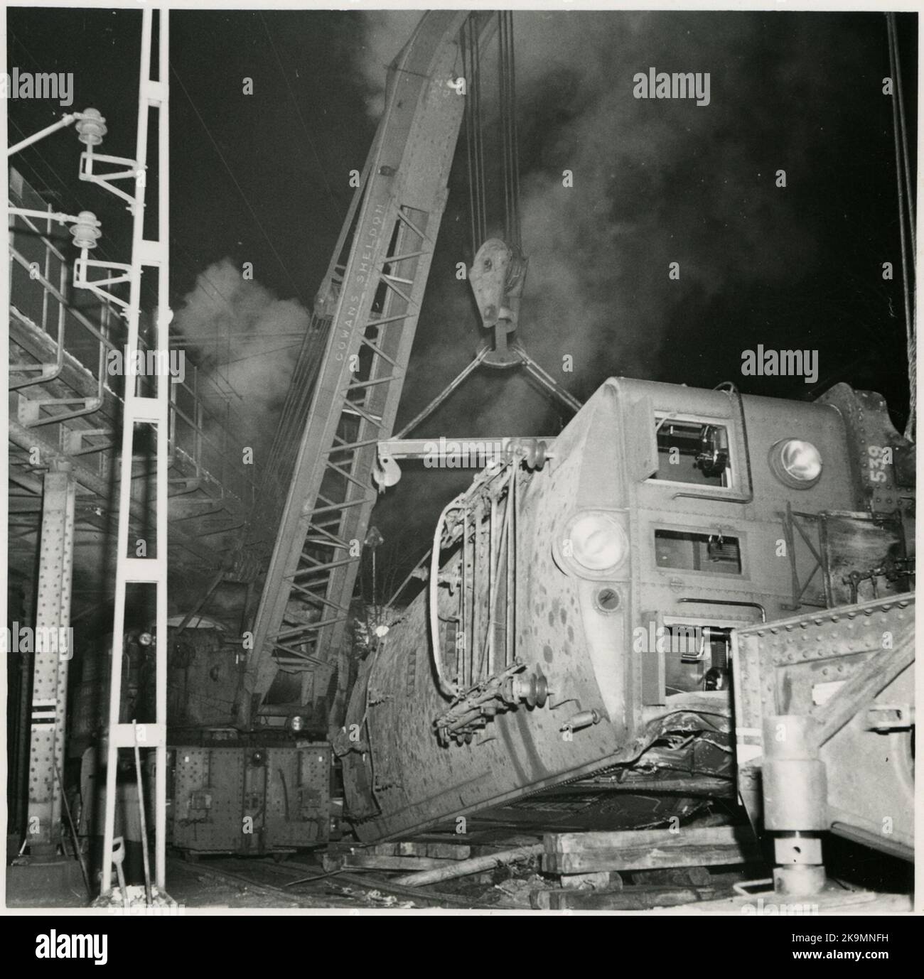 State Railways, SJ DK 539. Steam crane "Nässjö". Derailment of ...
