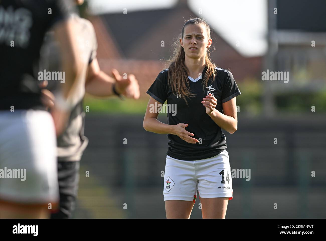 Shari Van Belle (14) of OHL pictured during a female soccer game between  Club Brugge Dames YLA and Oud Heverlee Leuven on the 9th matchday of the  2022 - 2023 season of