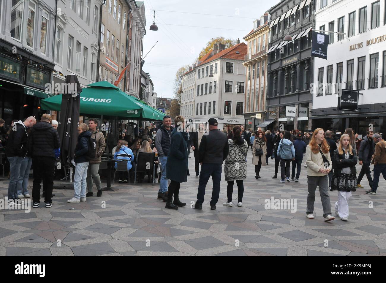 Copenhagen/Denmark/29 October 2022/Tourists and shoppers on stroeget ...