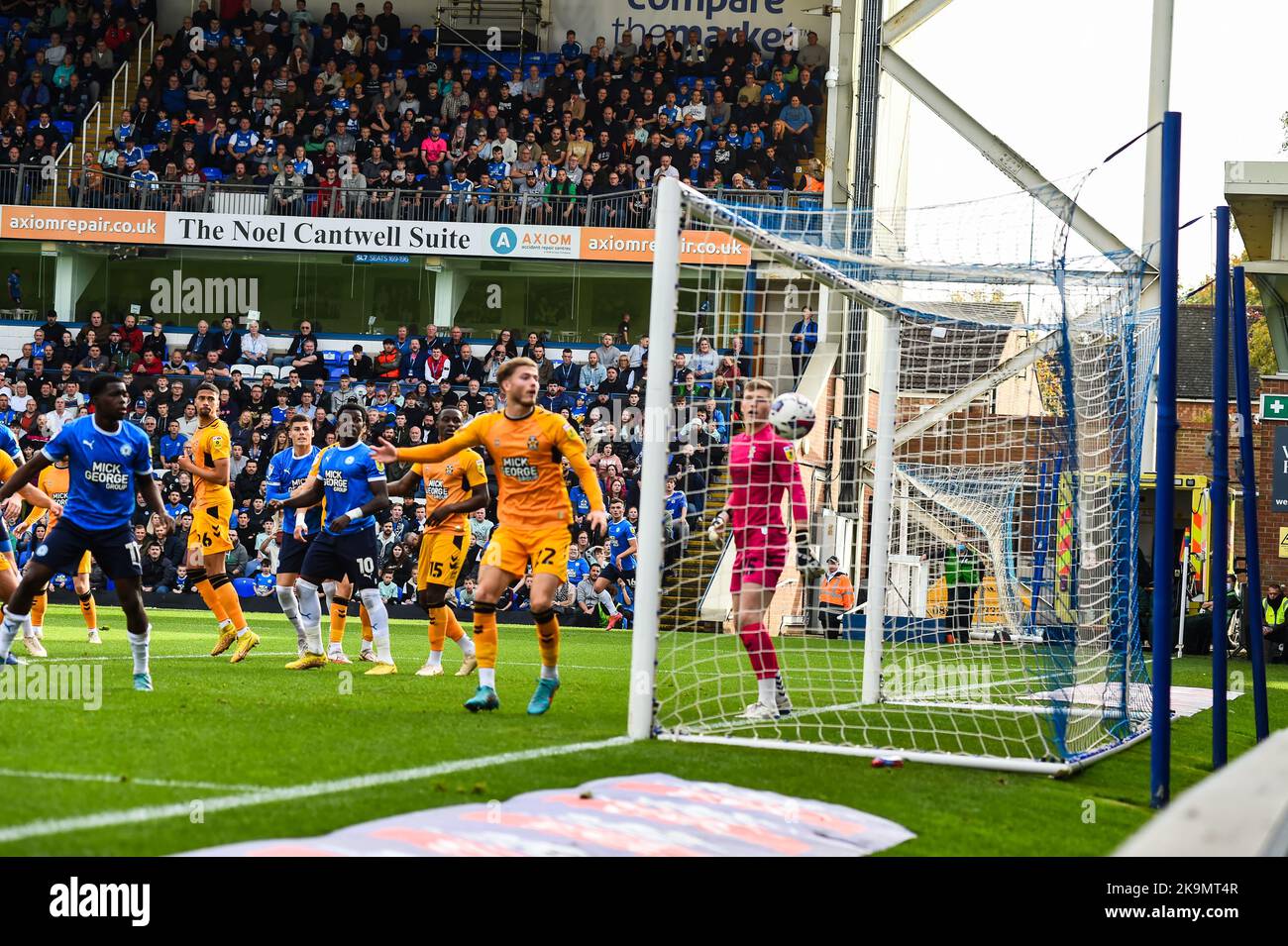 Llyod Jones (6 Cambridge United) scores own goal from Peterborough corner during the Sky Bet League 1 match between Peterborough and Cambridge United at London Road, Peterborough on Saturday 29th October 2022. (Credit: Kevin Hodgson | MI News) Credit: MI News & Sport /Alamy Live News Stock Photo