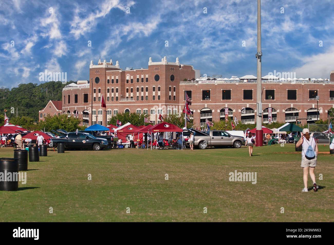 Tallahassee, Florida - August 26, 2009:  Fans tailgating outside Doak Campbell Stadium before a Florida State University football game. Stock Photo