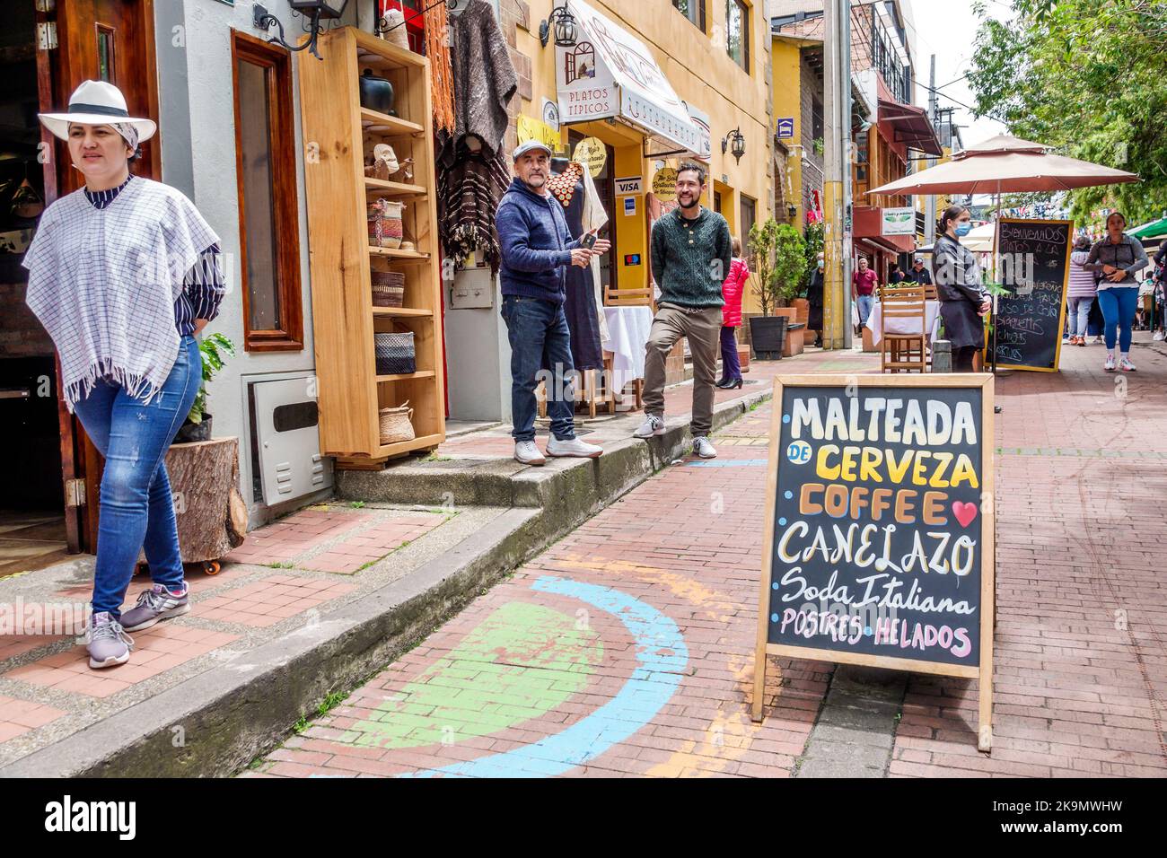 Bogota Colombia,Usaquen Carrera 6a Mercado de Las Pulgas en Usaquen Sunday Flea Market shopping,arts crafts display sale vendor vendors seller sell se Stock Photo