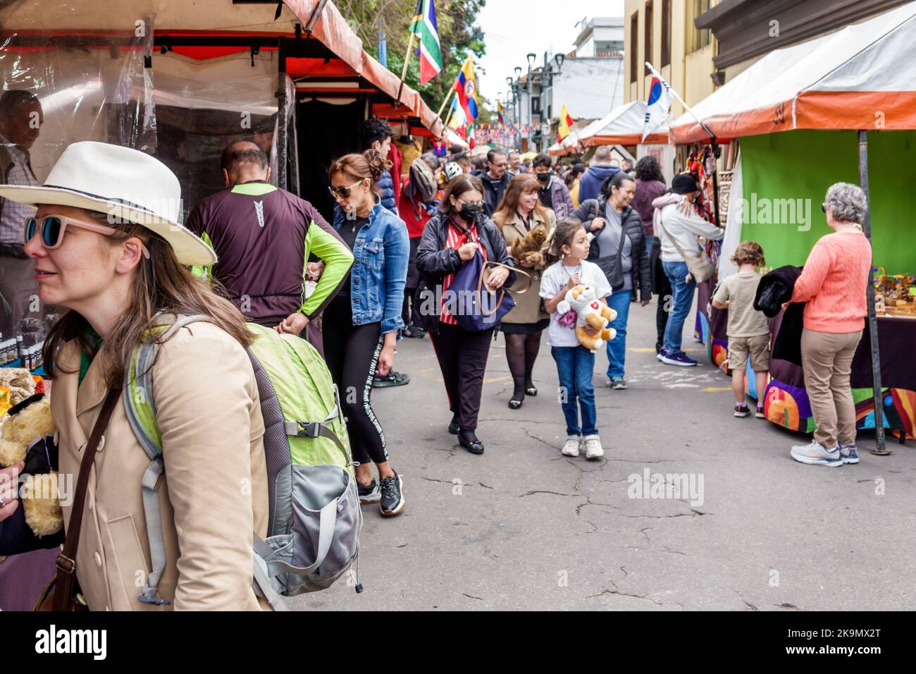 Bogota Colombia,Usaquen Carrera 6a Mercado de Las Pulgas en Usaquen Sunday Flea Market,arts crafts display sale vendor vendors seller sell selling sta Stock Photo