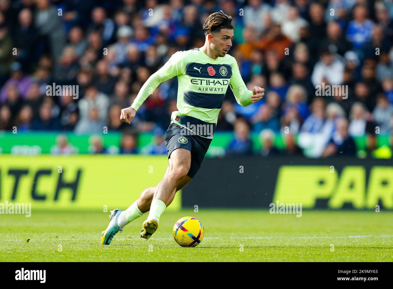 29th October 2022; The King Power Stadium, Leicester, Leicestershire, England; Premier League Football, Leicester City versus Manchester City; Jack Grealish of Manchester City Stock Photo