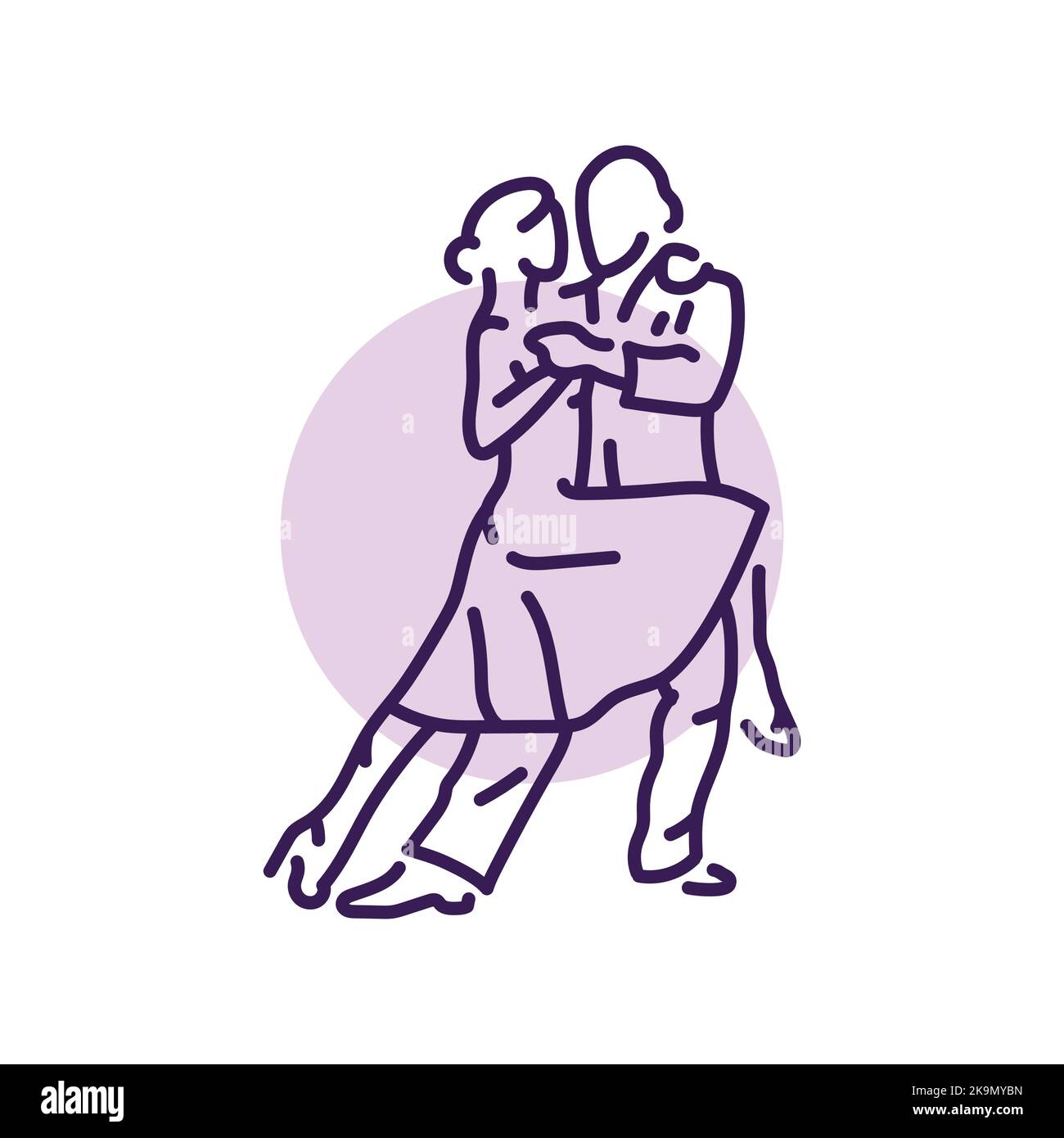 Couple dancing tango color line icon. Pictogram for web page Stock Vector