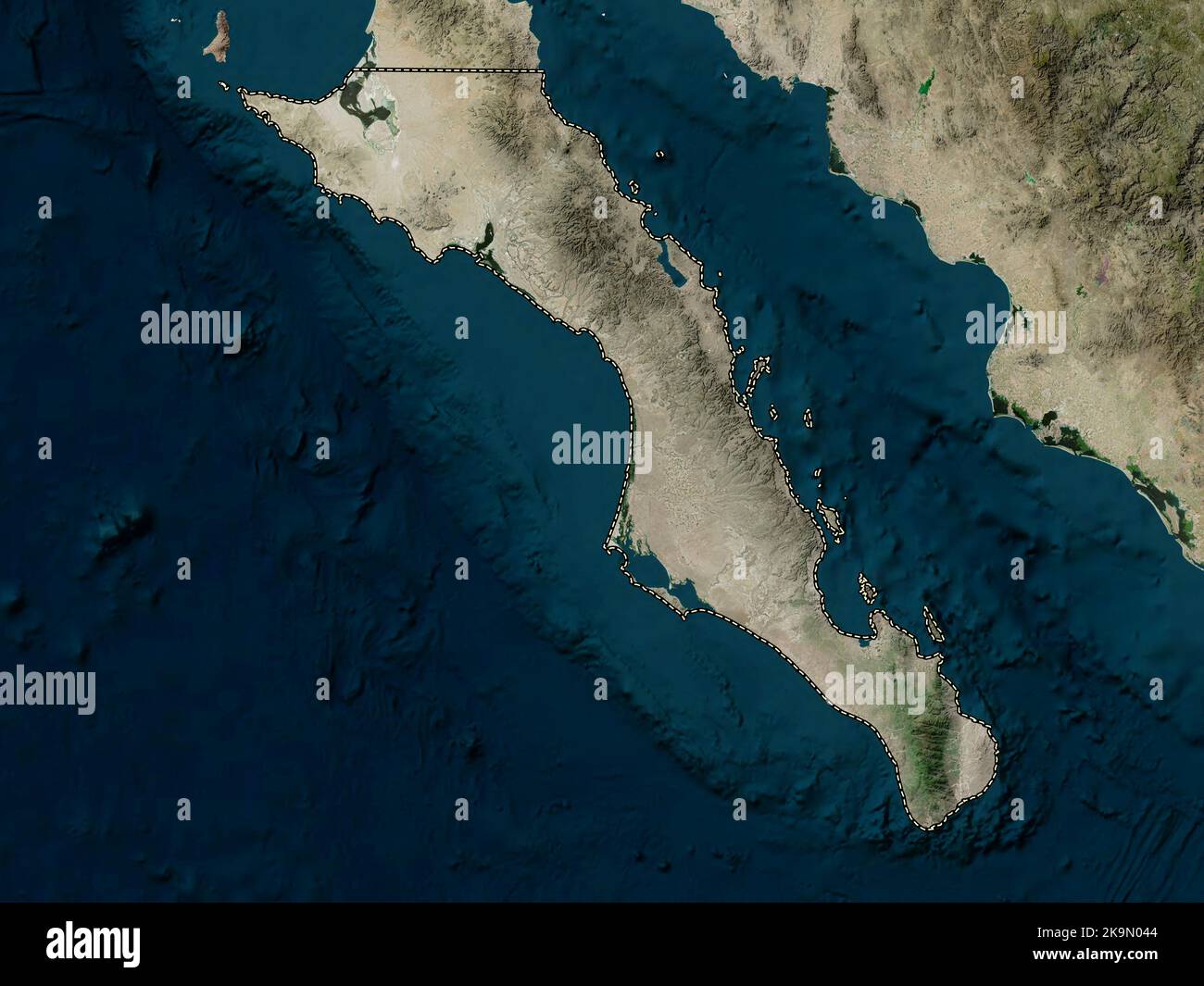 Baja California Sur, state of Mexico. High resolution satellite map