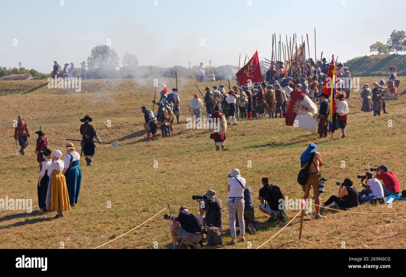 PALMANOVA, Italy - September 4, 2022: Seventeenth century's battle between the Venetian and the Austrian armies at the annual historical reenactment Stock Photo