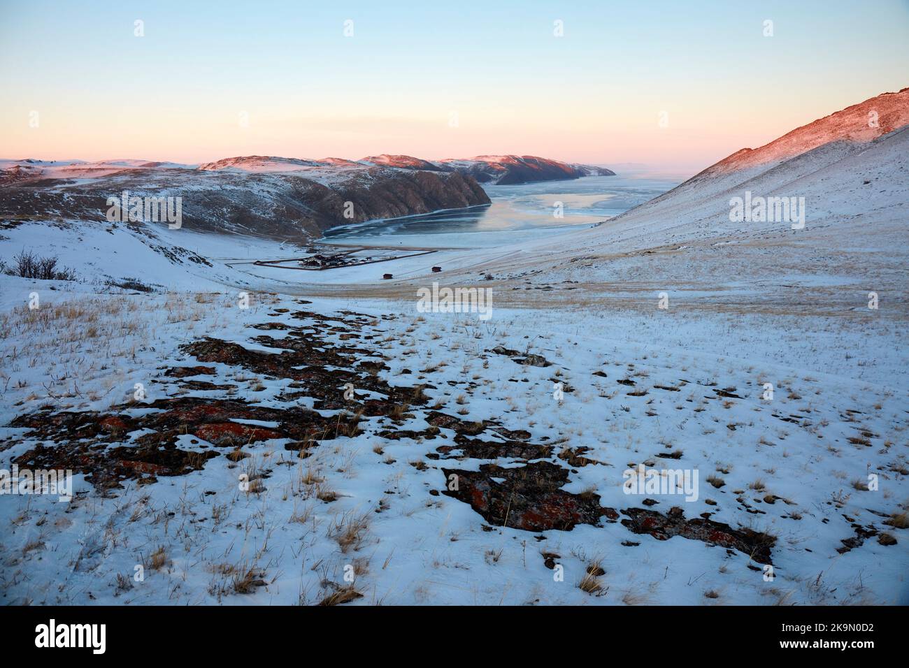 SIberian tundra scenary in winter with snow Stock Photo