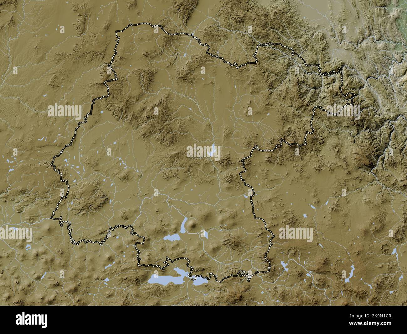 Guanajuato, state of Mexico. Elevation map colored in wiki style with lakes and rivers Stock Photo