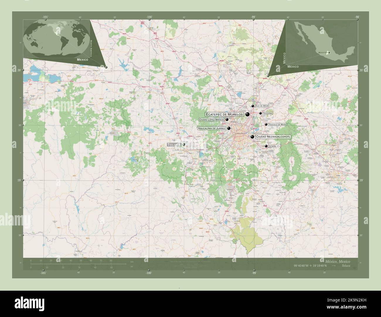 Mexico state of Mexico Open Street - Mexico State Of Mexico Open Street Map Locations And Names Of Major Cities Of The Region Corner Auxiliary Location Maps 2K9N2KH