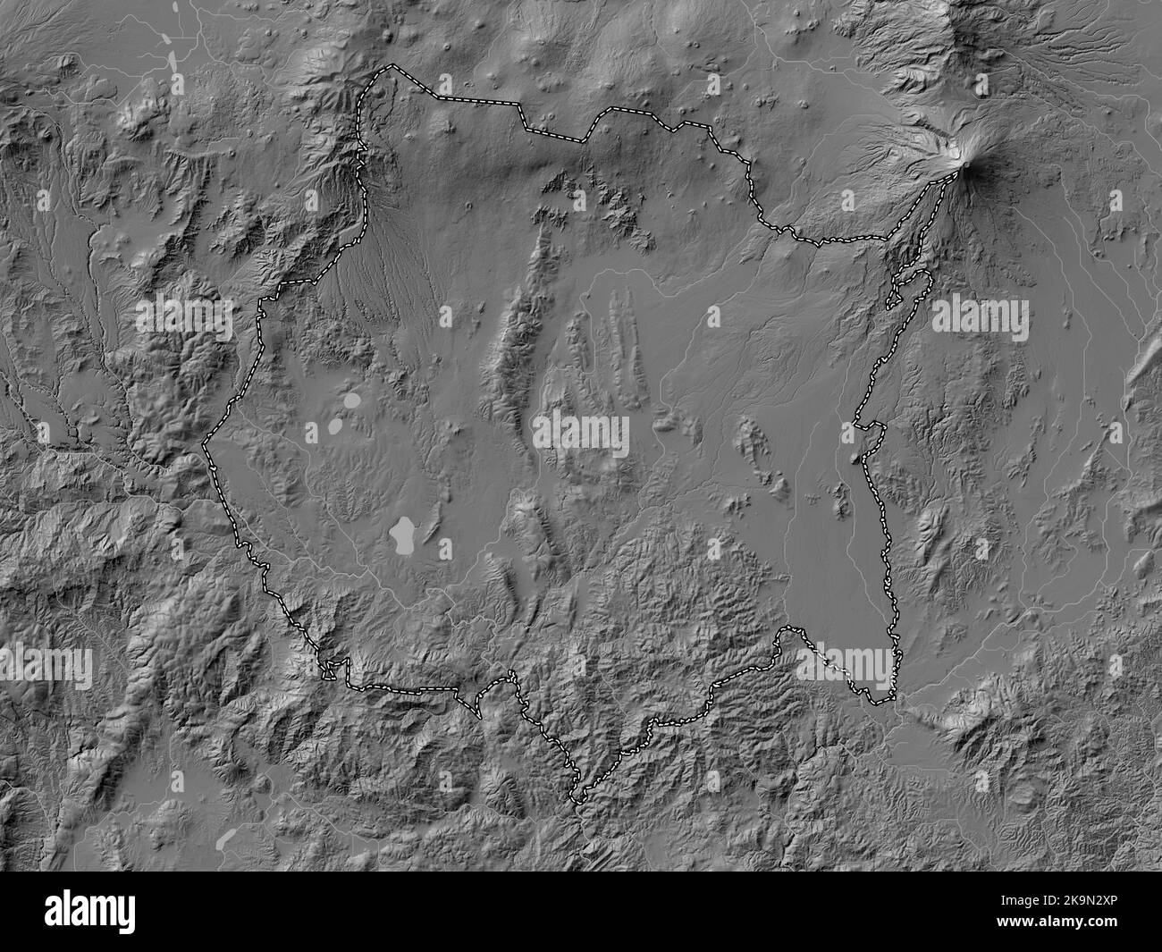 Morelos, state of Mexico. Bilevel elevation map with lakes and rivers