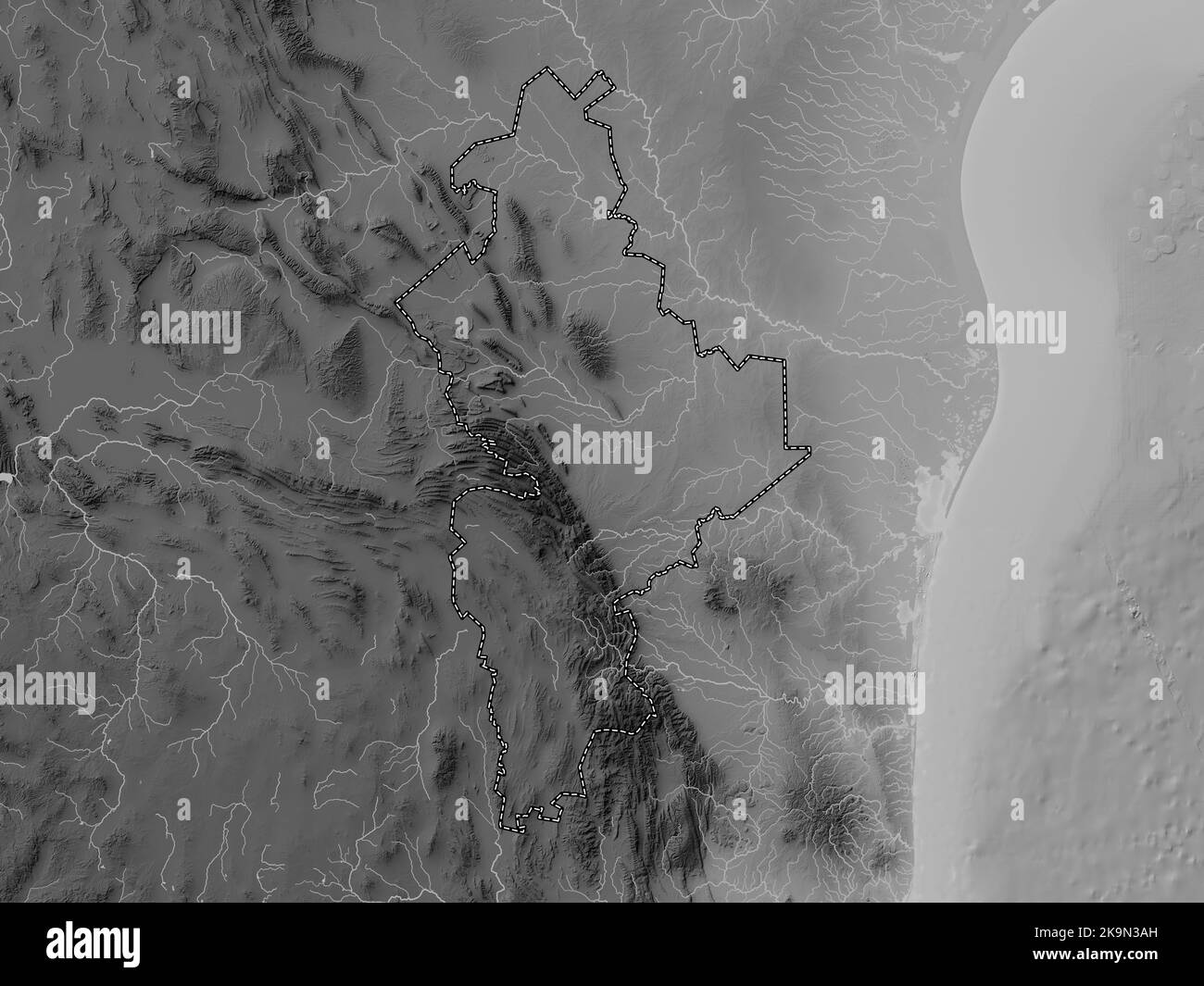 Nuevo Leon State Of Mexico Grayscale Elevation Map With Lakes And