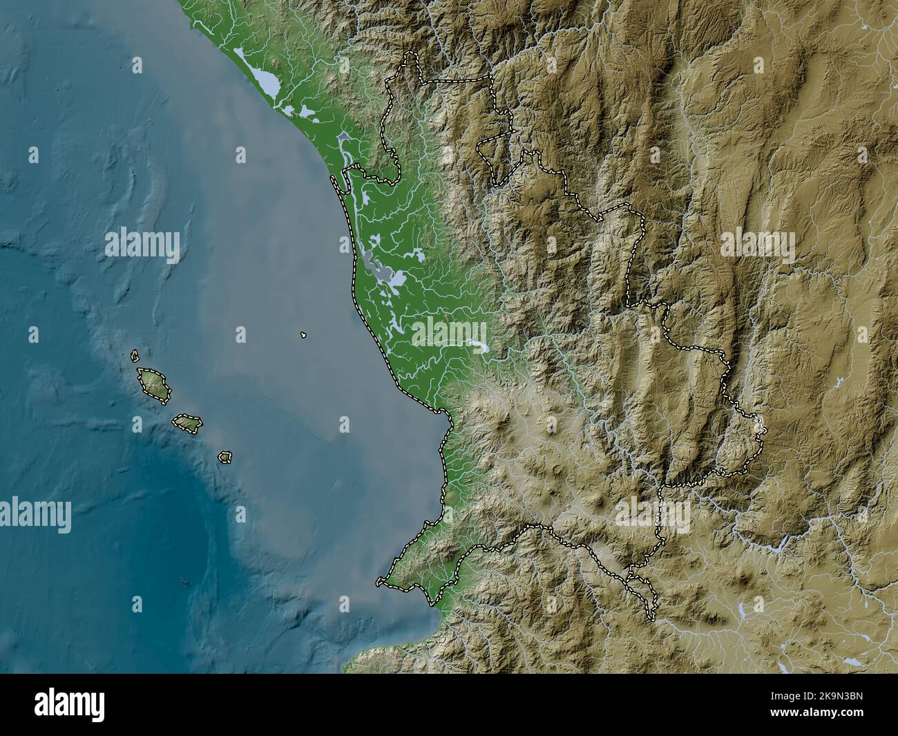 Nayarit, state of Mexico. Elevation map colored in wiki style with