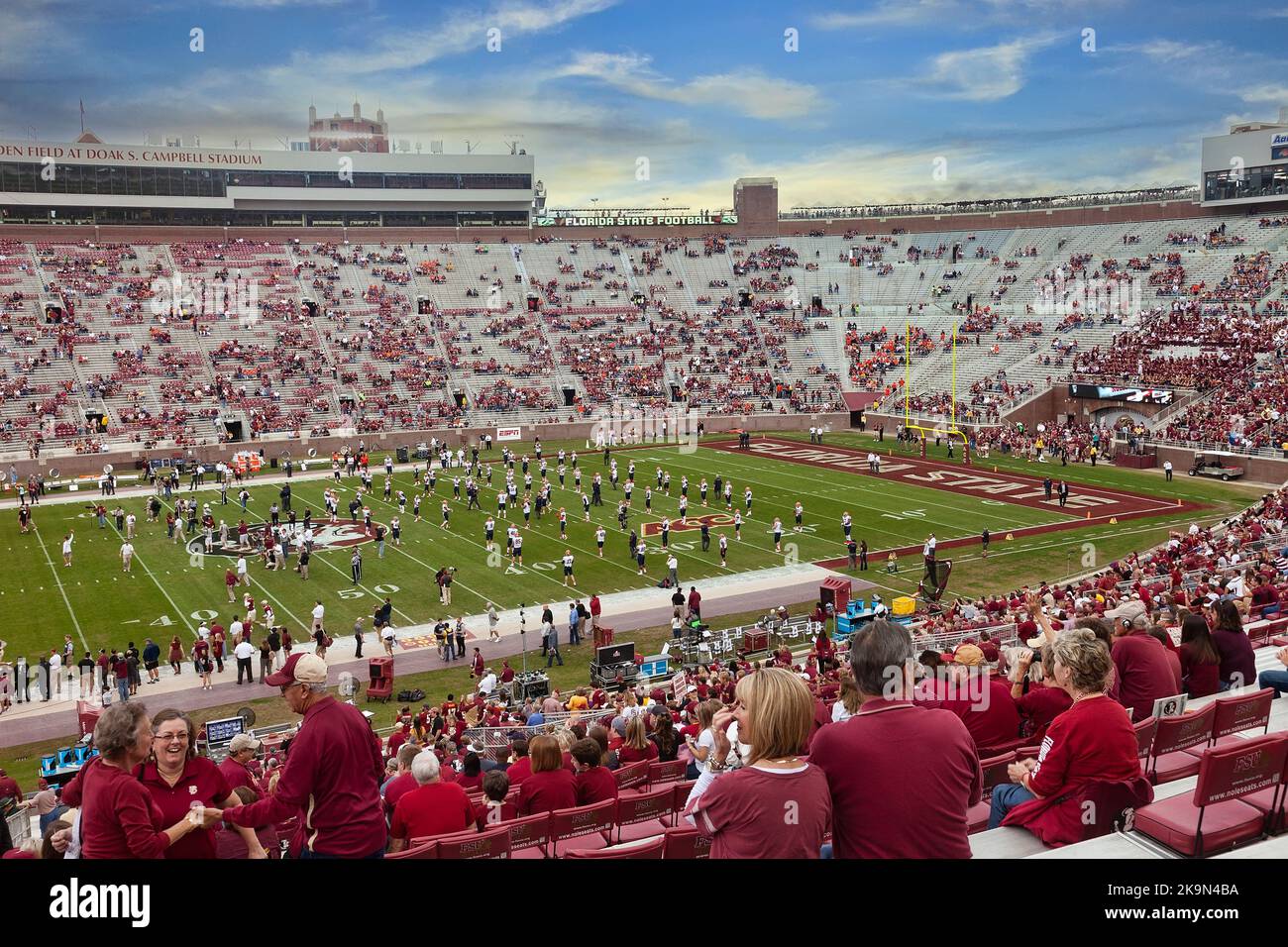 Tallahassee, Florida - November 16, 2013: Fans gathering at Doak Campbell Stadium to watch a Florida State University football game with the FSU Semin Stock Photo