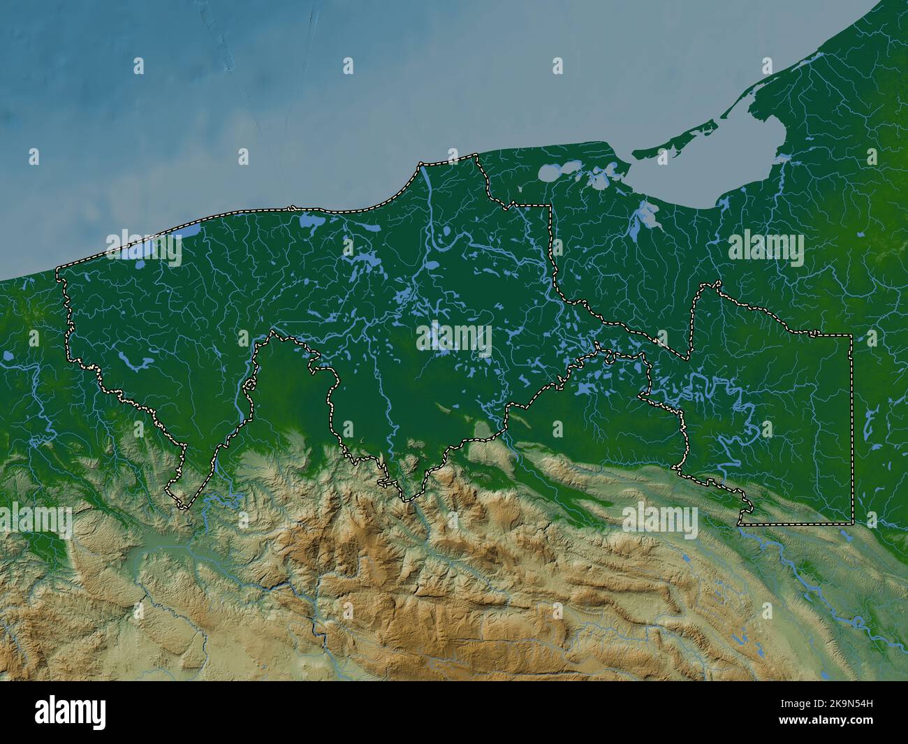 Tabasco, state of Mexico. Colored elevation map with lakes and rivers Stock Photo Alamy